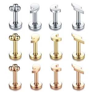 316L Edelstahl Labret Stecker Mond Blitz Piercing Schmuck Ohrringe Mehrfarbig