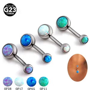 G23 Titanio Opalo Piercing Ombligo Joya de Cuerpo Vista Detallada de Alta Calidad