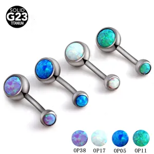 Anillo de Ombligo de Acero Inoxidable 316L Ópalo Sintético Barra Curva Joyería para Piercing Corporal para Mujeres Hombres