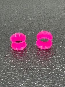 Soft silicone double flared ear tunnels pink ear gauges body piercing stretchers pair