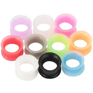 Soft Silicone Double Flared Ear Tunnels Plugs Body Piercing Jewelry For Ear Stretching Unisex Punk Style Piercing Expander