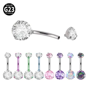 Anelli per Ombelico in Solida Lega di Titanio con Strass Filettatura Interna Bilanciere Curvo Gioielli per Piercing Uomo Donna Accessori per Gioielli Geometrici per il Corpo