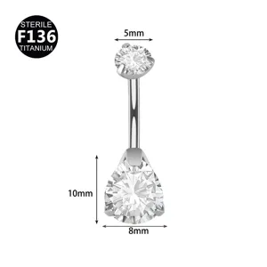 Anello piercing ombelico in titanio 14g zircone gioiello corpo 5mm alto 10mm basso