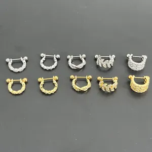 Edelstahl Knorpel Helix Stecker Piercing Ohrring Geometrisch Strass Ohrklemme Barbell Piercing Körperschmuck Für Damen Herren