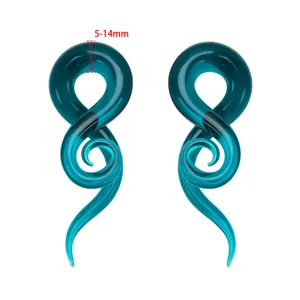 Glas Ohr Dehnungsspirale Piercing Schmuck Türkis Spirale Dehnstab 5-14mm Größe Neu