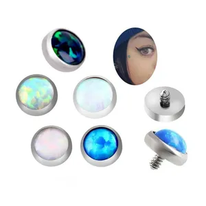 G23 Titanium Opal Dermal Anchor Top Labret Body Piercing Jewelry DIY Accessory
