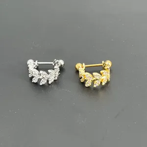 Edelstahl 0.8x8mm Barbell Strass Ohrklemme Knorpel Piercing Schmuck Detailansicht.