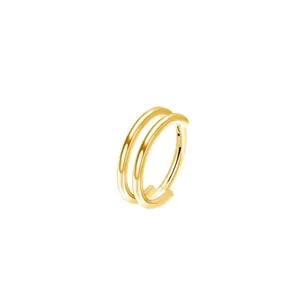 Élégant anneau de piercing double doré, boucle d'oreille cartilage style minimaliste.