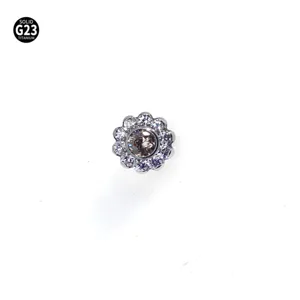 ASTM F136 titanium zonnebloem dermal anthor opzetstuk lichaamsmering schitterende zirkonia
