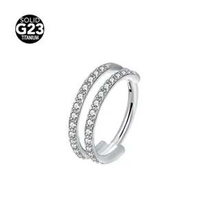 Anneau de piercing nasal en titane G23 double rangée de zircone boucle d'oreille