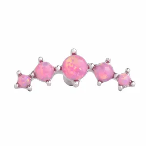 Pink Opal Cluster Piercing Jewelry 316L Stainless Steel Cartilage Earring Stud Body Art