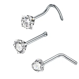 AAA Zirkonia Nasenstecker aus Edelstahl, glänzender Körperschmuck, elegante Piercing-Ringe.