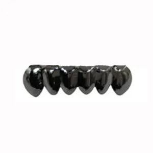 Black metal hip hop grillz teeth top and bottom set for fashion street style body jewelry.