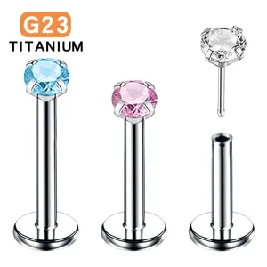 G23 Titan Threadless Labret Lippenring Krallenbesatz Zirkonia Piercing Schmuck Ohrknorpel Stecker Nasenring Für Damen Herren Körperschmuck