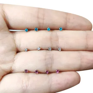 G23 Titan winzige Zirkonia Stecker Ohrringe Set, minimalistischer Knorpel Piercing Körperschmuck.