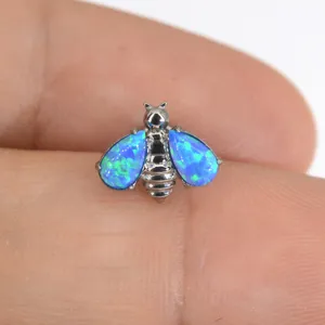 G23 Titanium Blue Opal Bee Piercing Jewelry Cartilage Labret Ear Stud Body Piercing