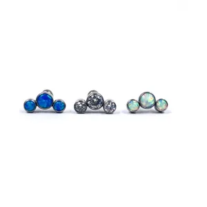 F136 Titan Synthetischer Opal Dreier Stein Cluster Knorpel Helix Lippen Piercing Schmuck