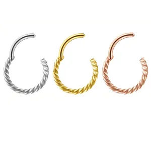 316L Acier Inoxydable Boucles d'Oreilles Créoles Corde Torsadée Anneau de Nez Clicker Bijoux de Piercing Corporel pour Hommes Femmes