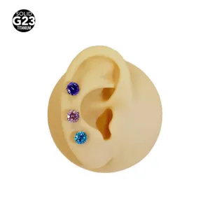G23 Titan Labret Piercing Stecker mit großen funkelnden Zirkonia Steinen für Ohr und Lippe.
