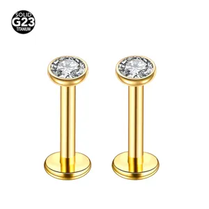 G23 Titan Labret Stecker Zirkon Knorpel Piercing Ohrringe Flache Ruckseite Schmuck