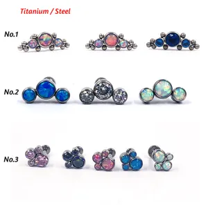 Titanium Opal Cluster Labret Stecker, exquisite Knorpel Piercing Schmuck für Damen.