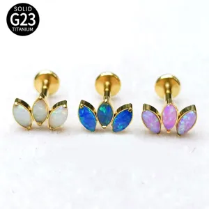 G23 Titanium Alloy Marquise Crown Labret Stud Body Piercing Rhinestone Marquise Lip Stud Nose Ring Cartilage Earring For Women Men
