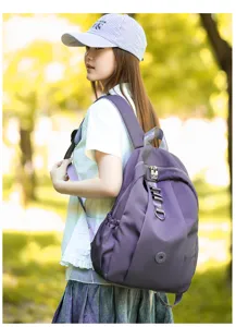 Stylish purple nylon backpack for women lightweight casual daypack for outdoor travel and daily use