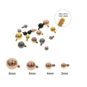 316L Edelstahl Externes Gewinde Kugel Piercing Schmuck Ersatz Zubehör Gauge 14G 16G Runde Perle Top Zubehör