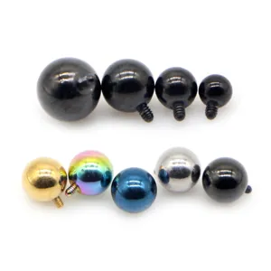 14G 16G edelstahl aussengewinde piercingkugeln, mehrfarbige koerperschmuck ersatzteile detail.