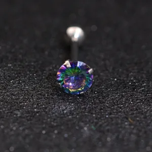 Rainbow zirconia tongue ring body piercing jewelry stainless steel barbell stud fashion