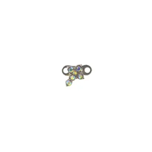 Detailed close-up view of a sparkling crystal cross dermal anchor top piercing jewelry.