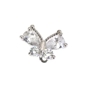 Sparkling butterfly micro dermal piercing top stainless steel cubic zirconia body jewelry