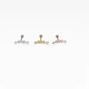 Boucles d'oreilles cartilage en acier inoxydable 316L avec zircone cube bijoux de piercing