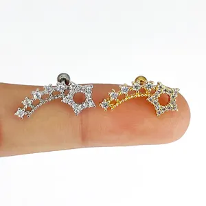 Acier inoxydable 316L oxyde de zirconium étoile cartilage piercing bijou détail