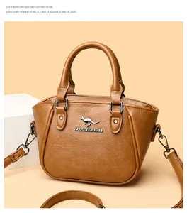 Élégant sac à main bandoulière en cuir PU marron pour femme, sac oreiller tendance.
