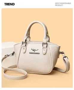 Elégant sac à main bandoulière en cuir PU pour femme sac fourre-tout tendance beige