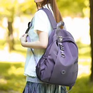 Casual Nylon Backpack Lightweight Travel Daypack Multi Pocket Water Resistant School Bookbag For Women Teens