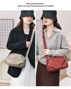 Women nylon crossbody bag casual lightweight multi-layer shoulder bag for daily commuting