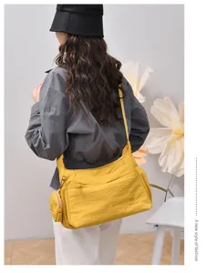 Casual yellow shoulder bag large capacity hobo bag fashion commuter tote with small pouch