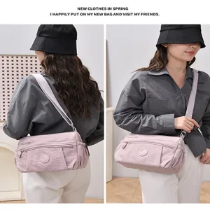 Casual nylon crossbody shoulder bag for women with multi pockets and adjustable strap large capacity