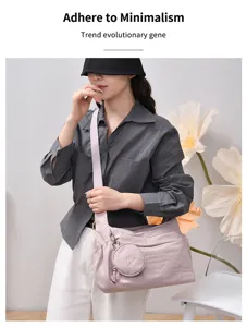 Large capacity casual shoulder crossbody bag with round coin purse, stylish fashion travel tote.