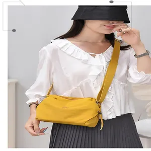 Womens nylon crossbody bag casual lightweight shoulder bag for daily use yellow
