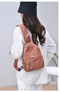 Women nylon vintage casual backpack lightweight solid color daypack for daily travel school bag