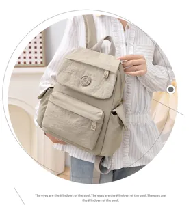 Stylish lightweight nylon backpack for women casual daily travel school book bag grey