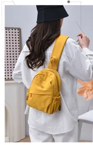 Women nylon vintage backpack casual solid color lightweight school book bag daily travel fashion