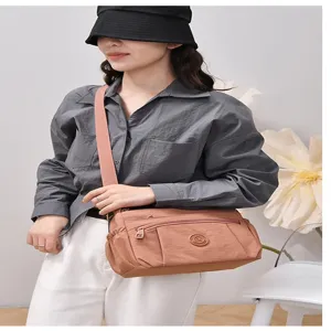 Casual nylon crossbody shoulder bag with multi-pockets, large capacity for daily use.
