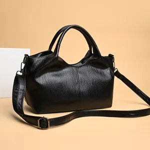 Women Large Capacity Tote Bag Soft PU Leather Shoulder Crossbody Bag Casual Urban Commuter Handbag Ladies Top Handle Bag