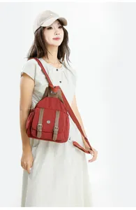 Zaino piccolo convertibile in tela da donna stile casual elegante borsa per il tempo libero