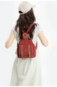 Donna mini zaino tela casual elegante piccolo zainetto viaggio rosso moda giorno