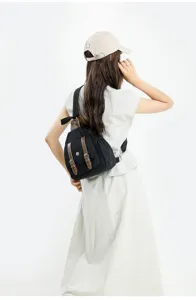Mini zaino nero convertibile da donna casual elegante leggero borsa a tracolla borsetta